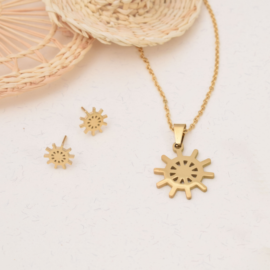 Set collar y aretes marino