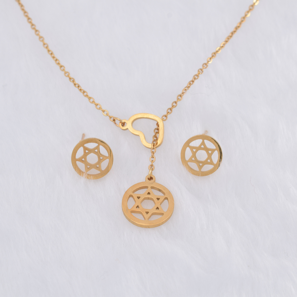 Set collar y aretes Estrella de David