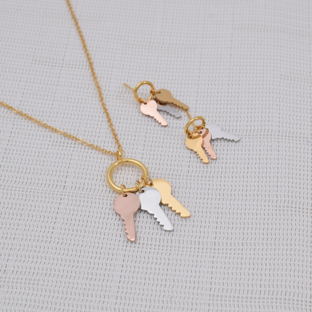 Set collar y aretes - llaves