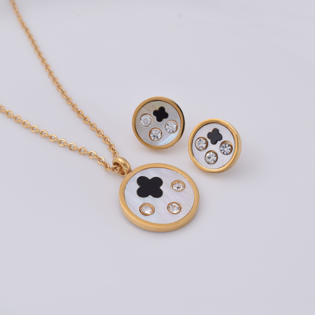 Set collar y aretes - naipes y brillos