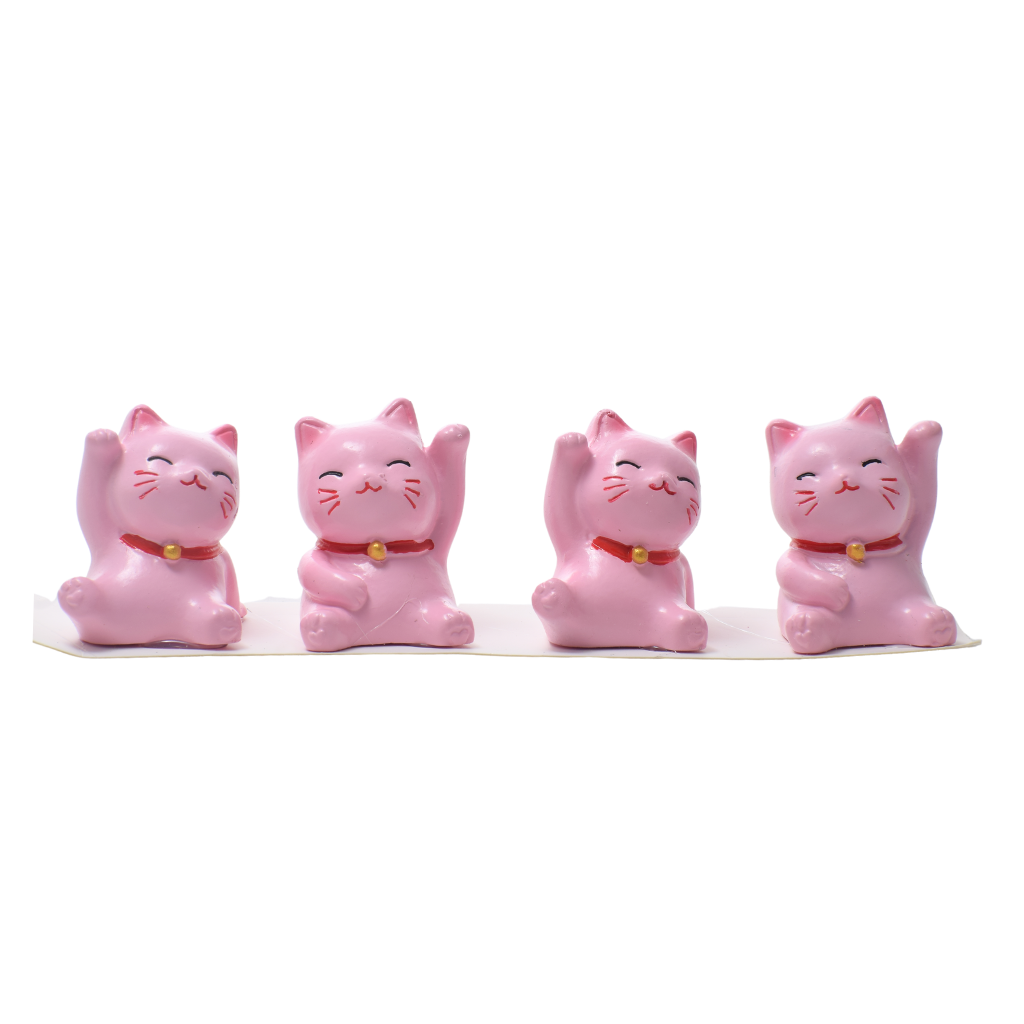 Set 4 Maneki-Neko rosado