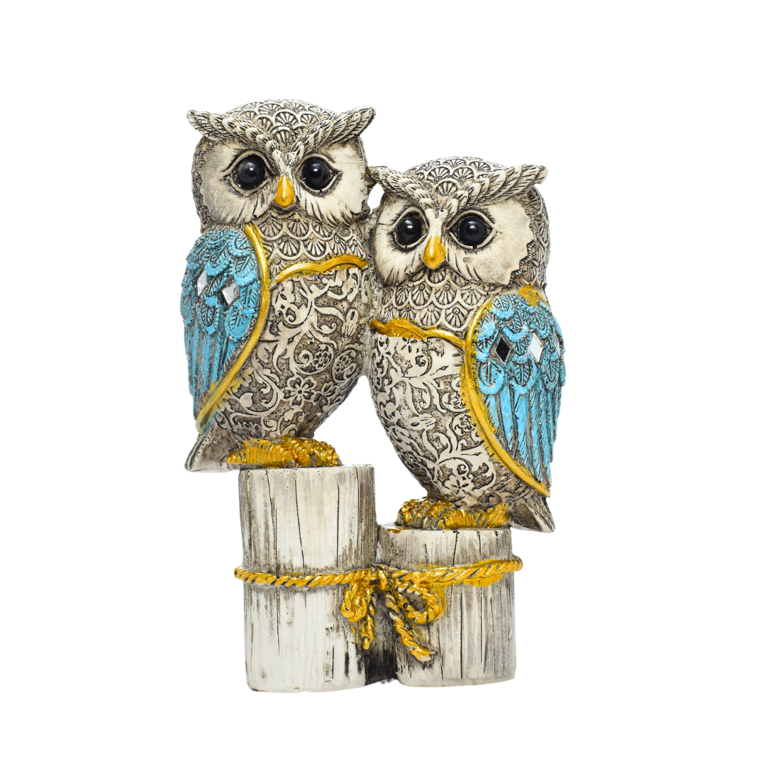 Pareja Búhos sabios Azul
