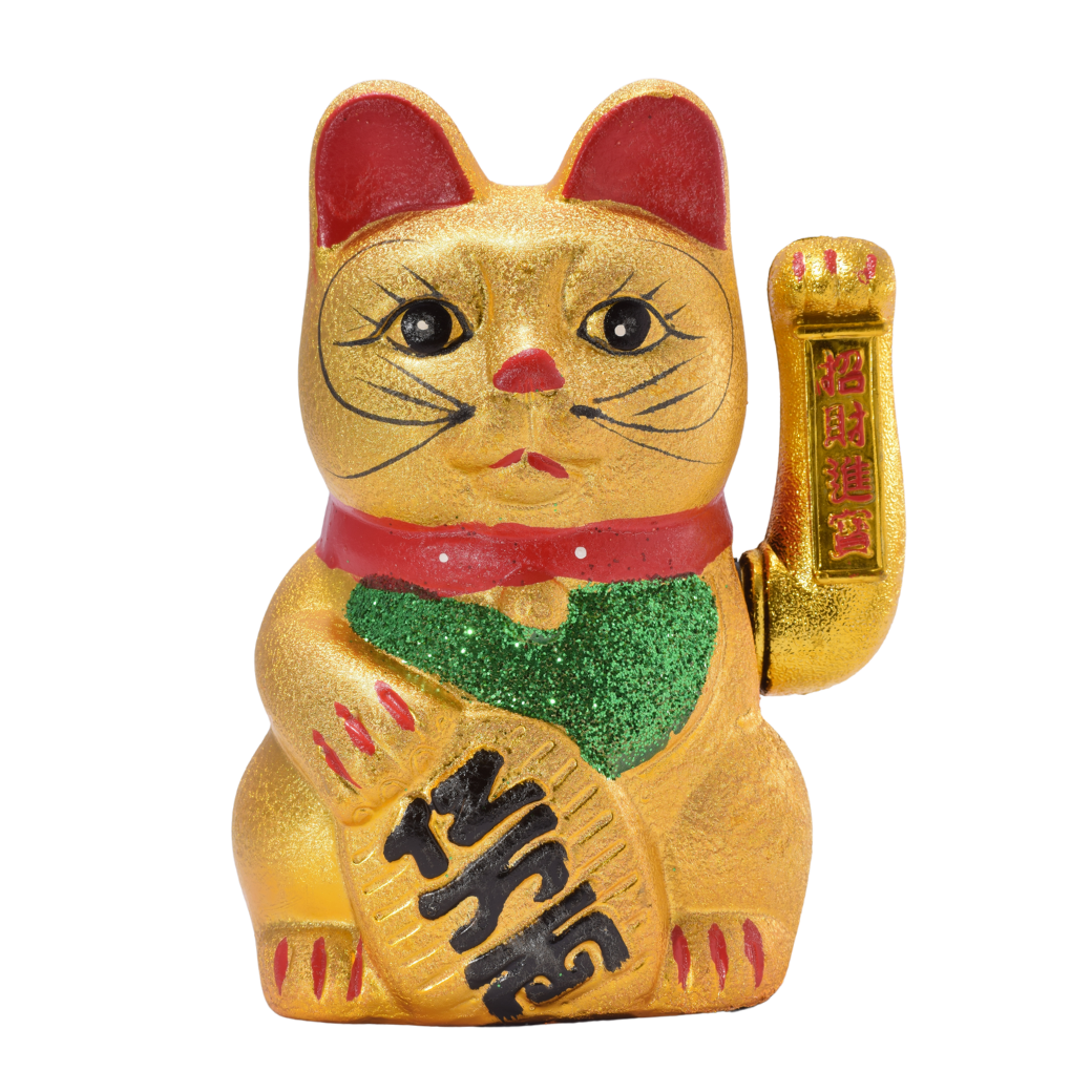 Gato de la Suerte Dorado Grande