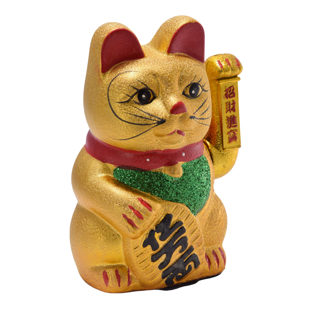 Gato de la Suerte Dorado Grande