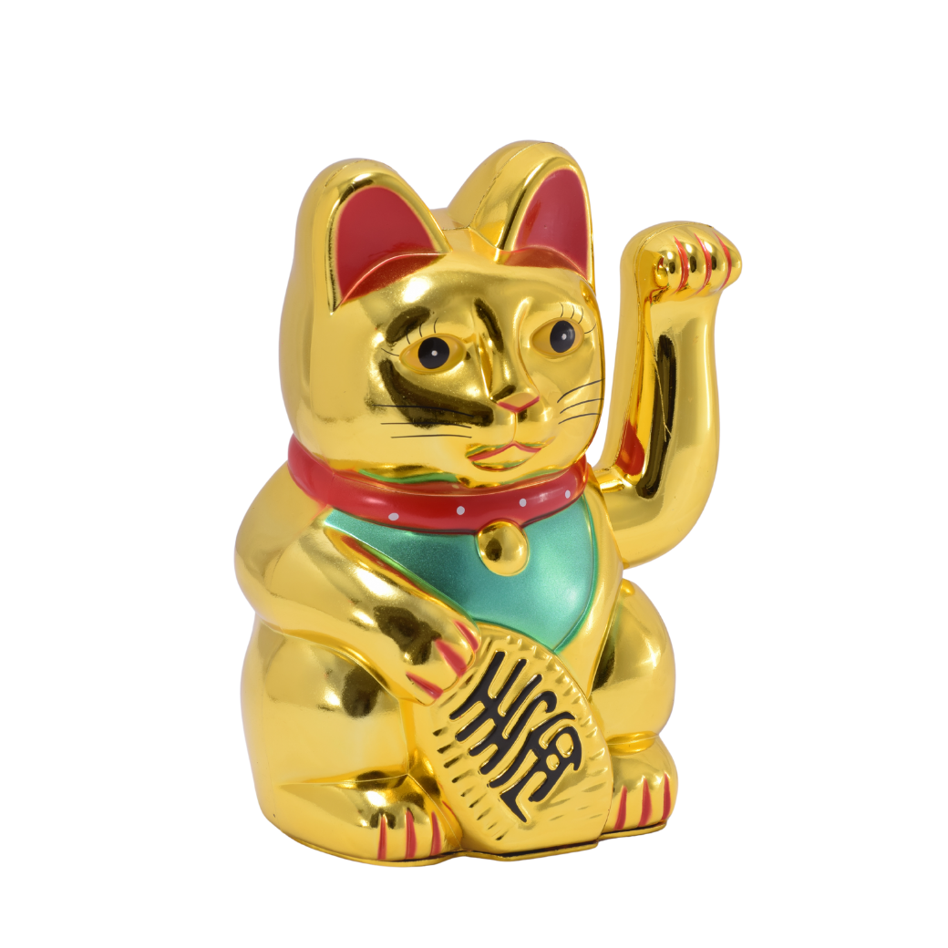 Gato de la Suerte Dorado PVC