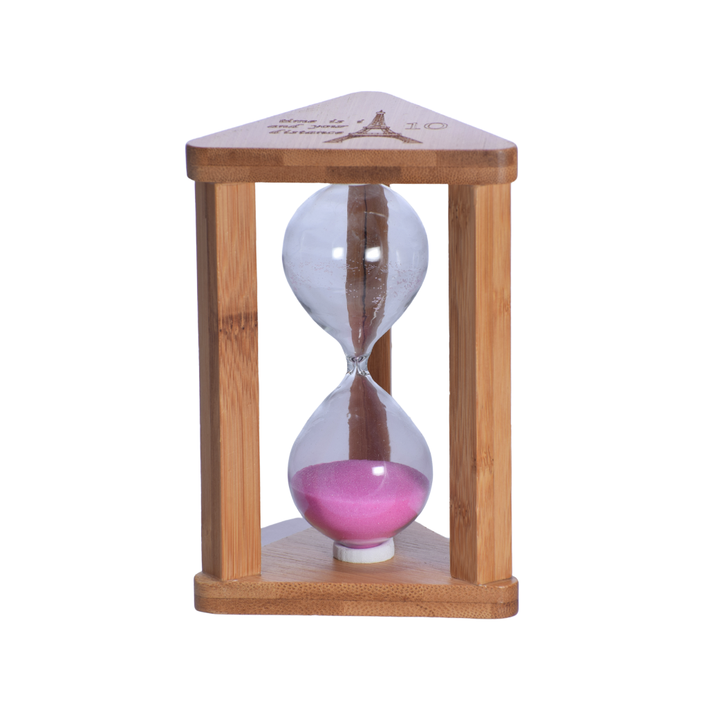Reloj de Arena de Madera con Arena Rosa