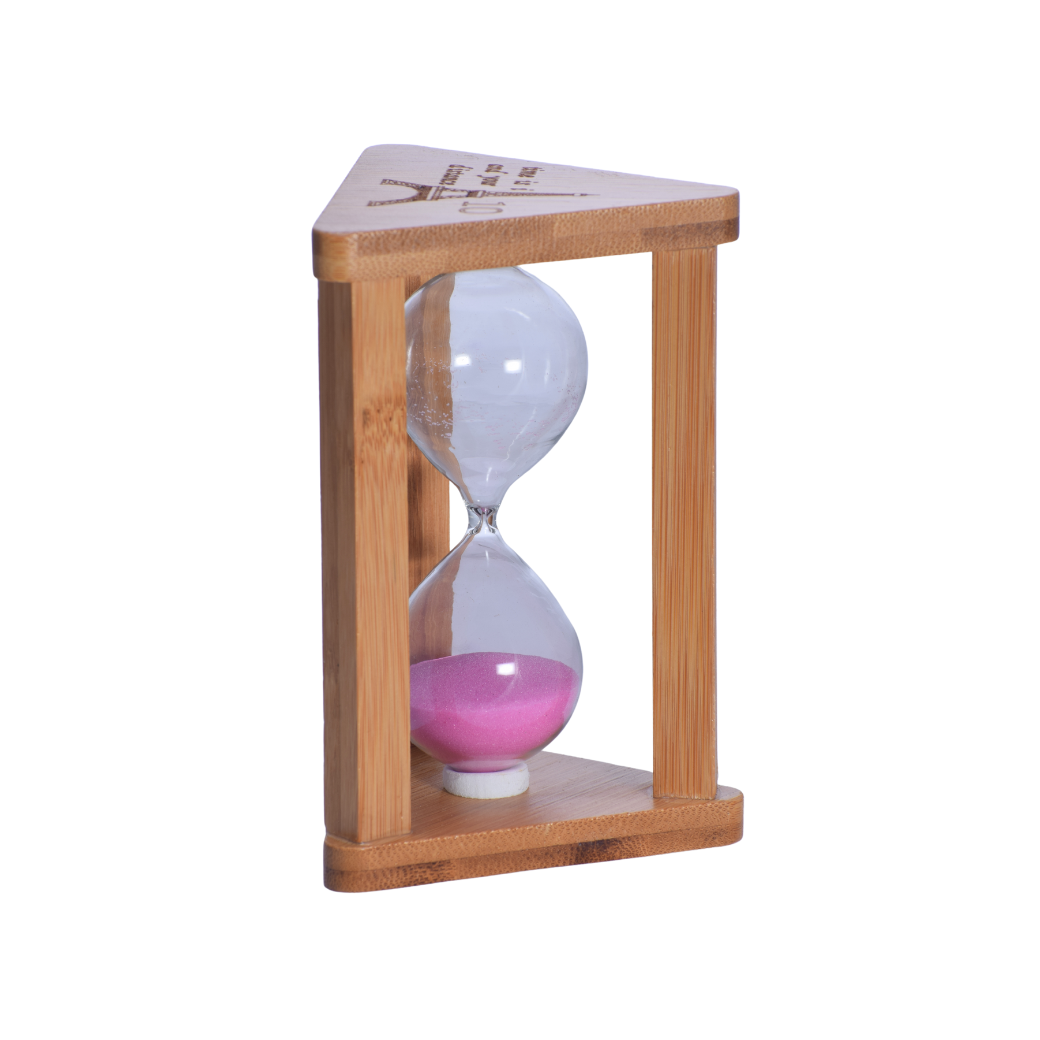 Reloj de Arena de Madera con Arena Rosa