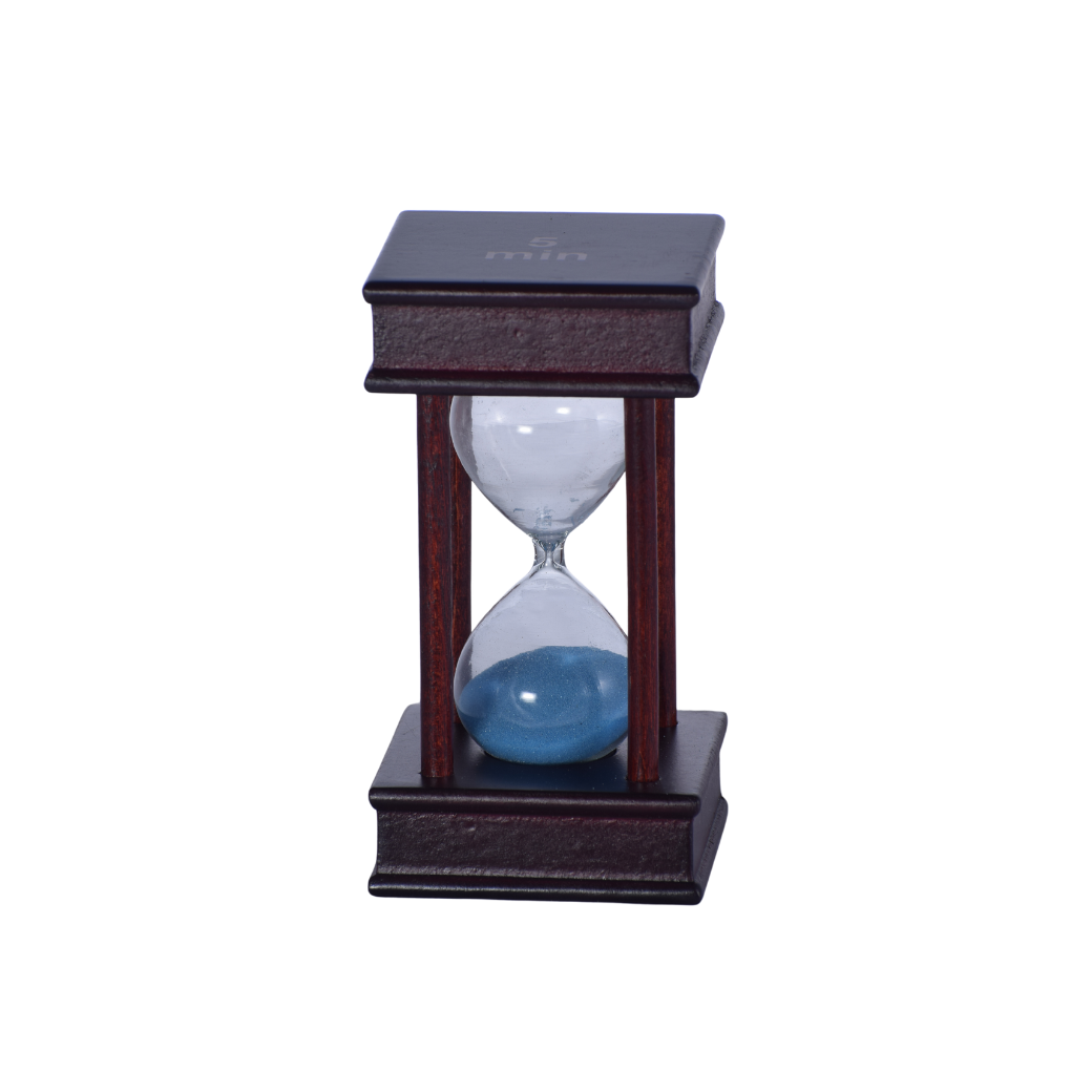 Mini Reloj de Arena de Madera Oscura con Arena Azul