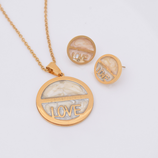Set collar y aretes - Love