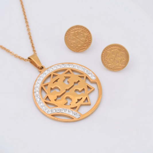 Set collar y aretes - cruz