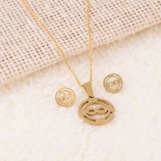 Set collar y aretes -infinito