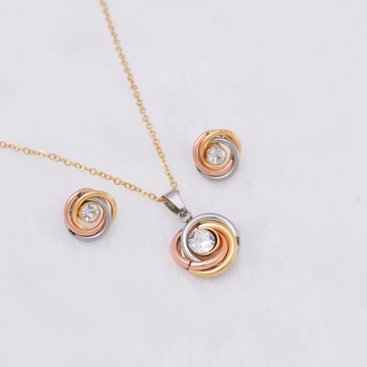 Set collar y aretes - argolla