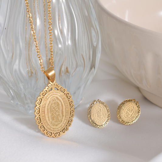 Set collar y aretes - Virgen