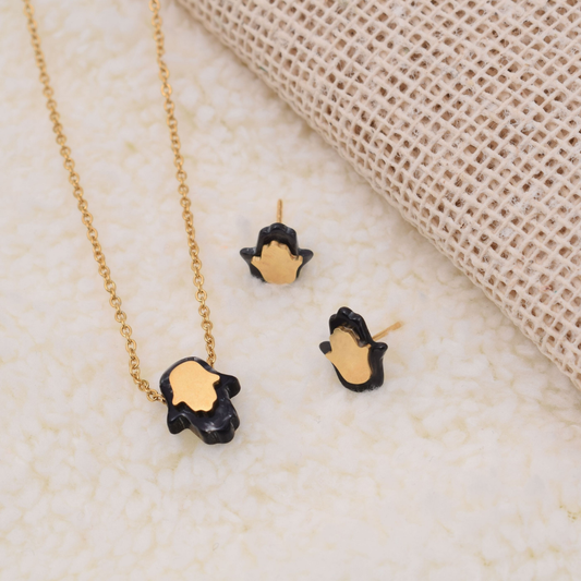 Set collar y aretes - mano loto