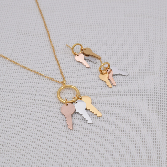 Set collar y aretes - llaves