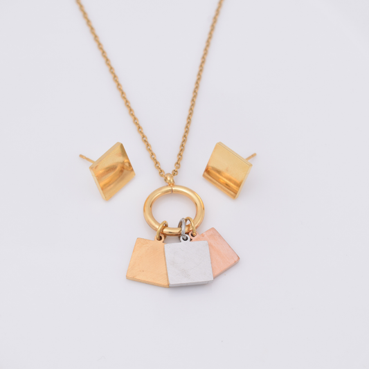Set collar y aretes - cuadrados