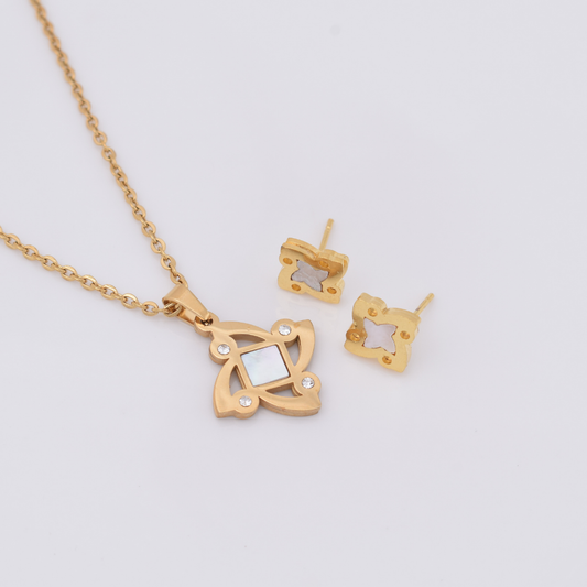 Set collar y aretes - ojo nacar