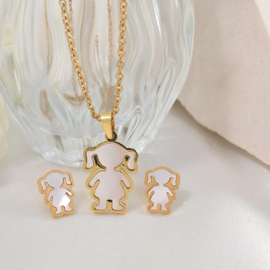 Set collar y aretes elefante con ojo turco