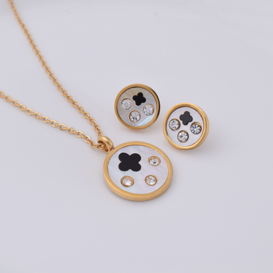 Set collar y aretes - naipes y brillos