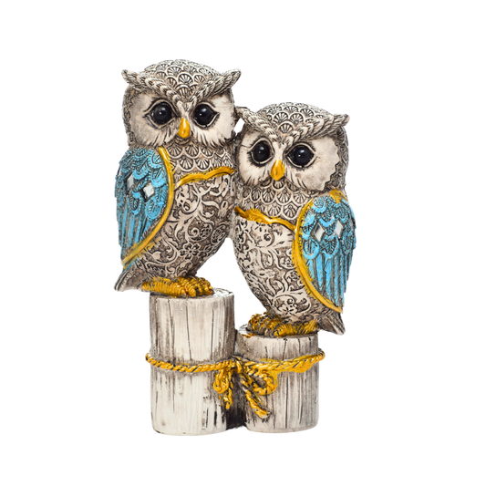 Pareja Búhos sabios Azul