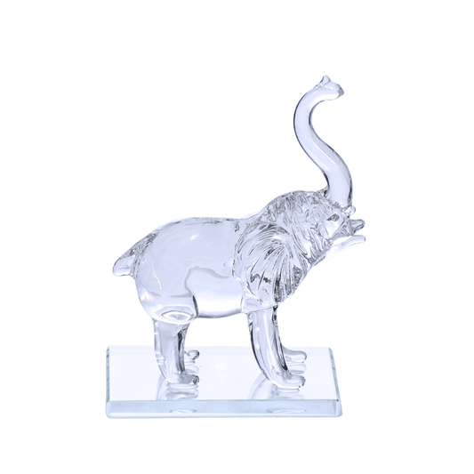 Elefante de Vidrio sobre Base Cuadrada