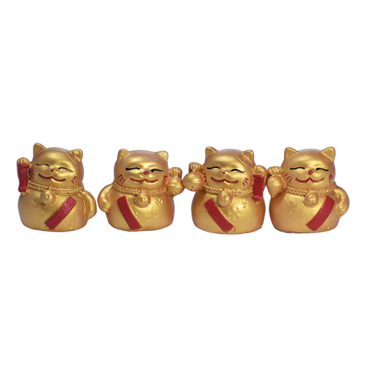Set de 4 Gatos Llama Plata Dorados