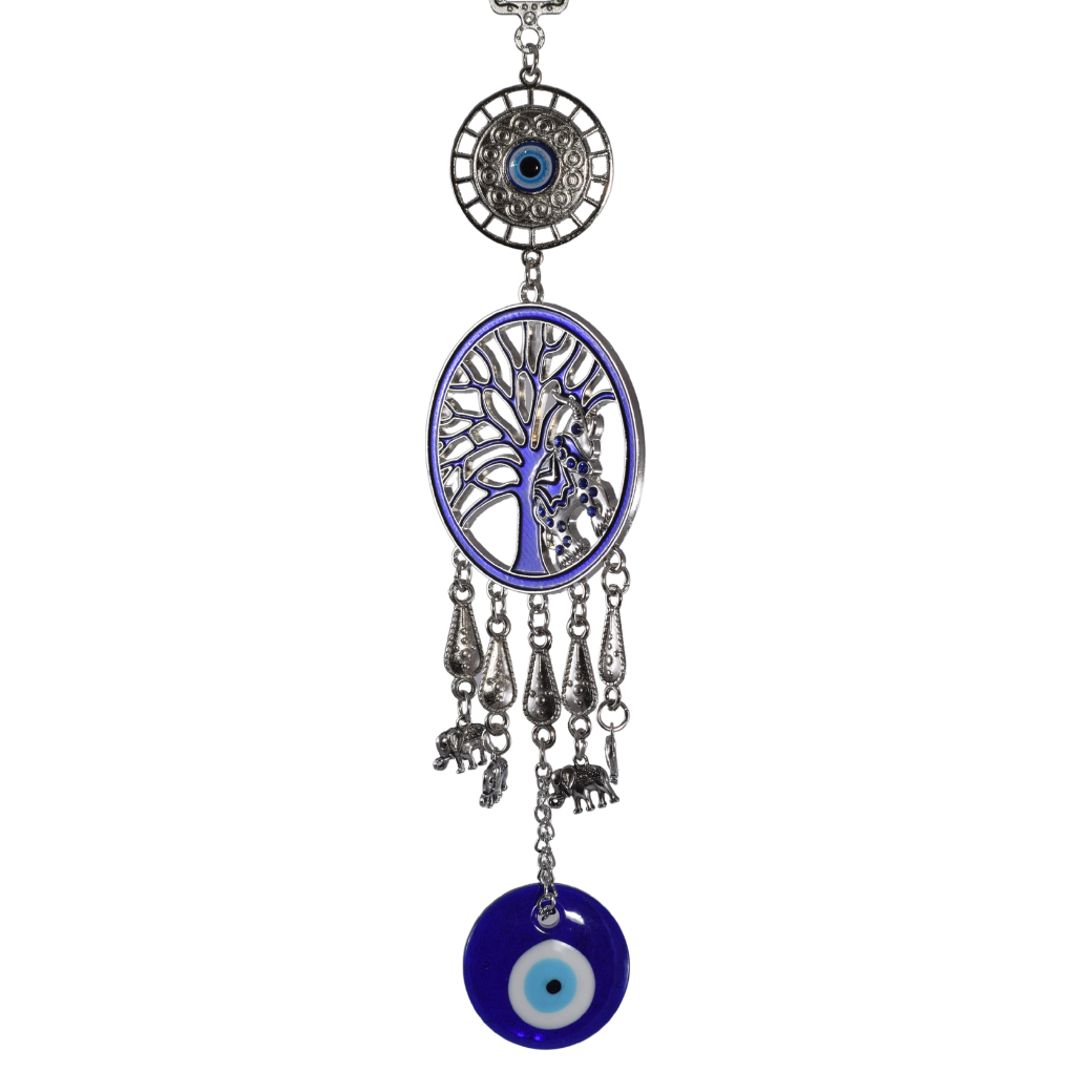 Amuleto Árbol de la Vida con Ojo Turco y Elefantes